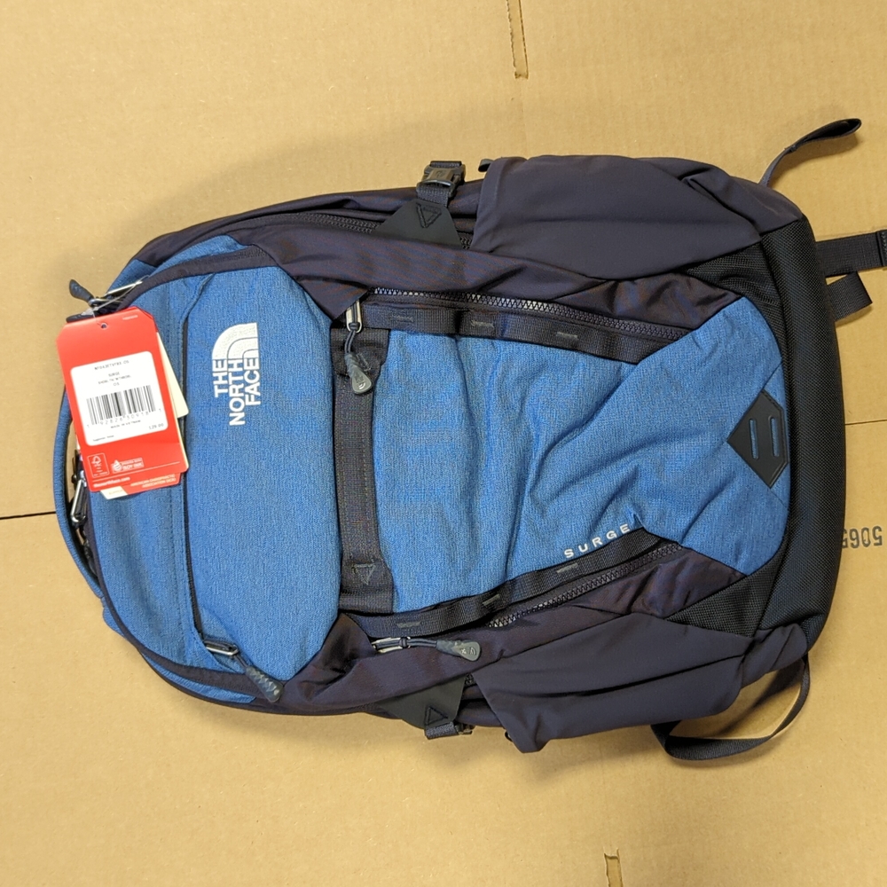 THE NORTH FACE TNF Surge Backpack/Bookbag Shady Blue Heather Black NEW $…
